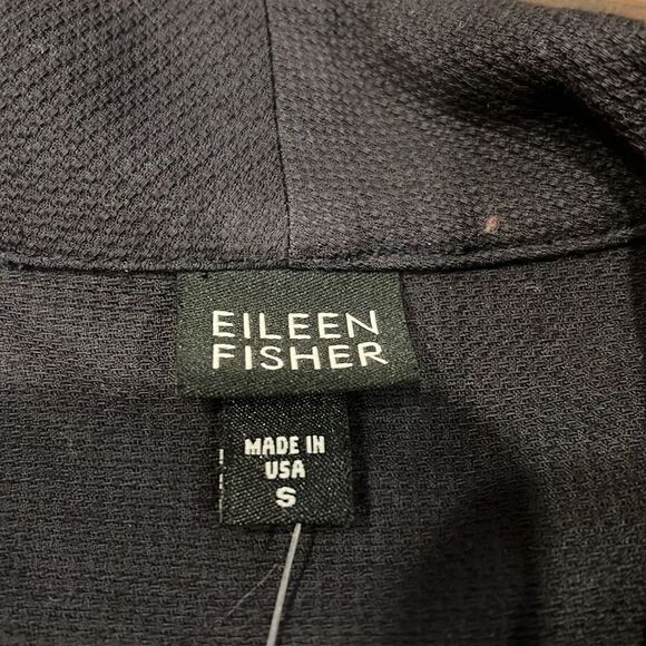 eileen fisher funnel neck long shaped blazer jacket size S in EUC snap buttons - Picture 3 of 10